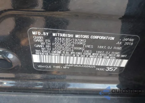 2018 Mitsubishi Outlander Sport Es from USA, damaged, VIN JA4AP3AU0JU024225